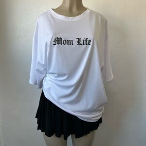 Mom Life Graphic Tee - White with Black Text